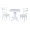 International Concepts 30 in. Solid Wood Round Top Pedestal Dining Table with 2 Chairs in White K08-30RT-23B-C617-2 - alternate 1